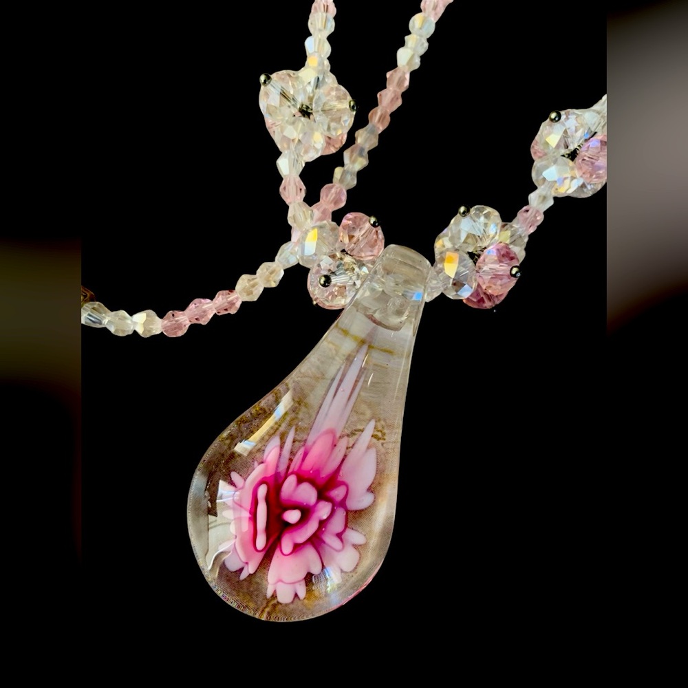 Art Glass Floral Necklace